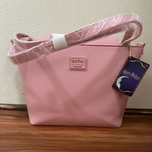Loungefly Harry Potter Elder Wand Pink Tote Bag with Gold Wand Accent - Picture 5 of 5